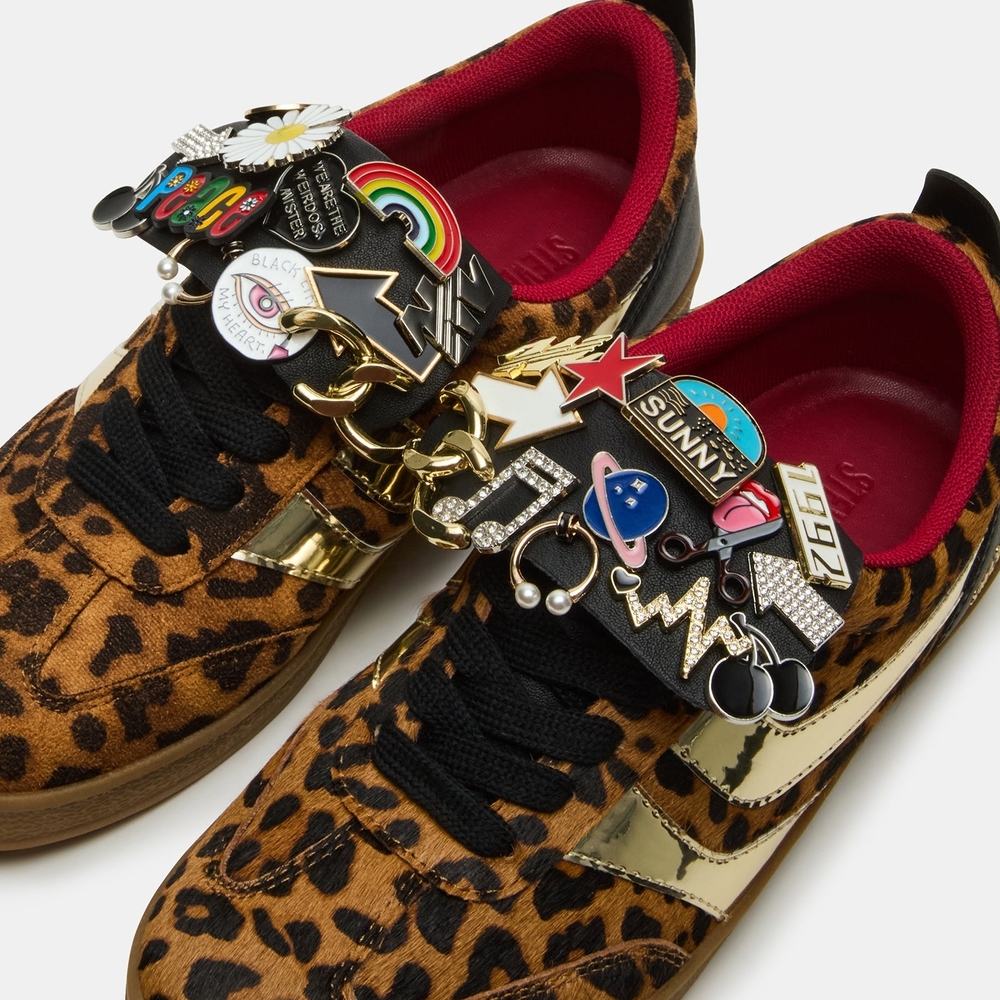 Leopard Print Sneakers with Gold Accents